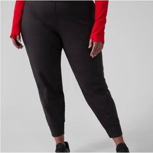 Athleta Rainier Jogger Black Fleece Lined High Rise Stretch 2X - Picture 1 of 14